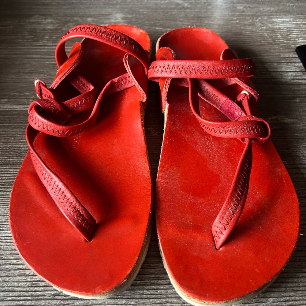 Red Leather Sandals